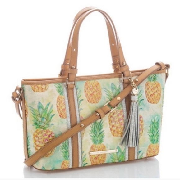 🔹️Brahmin🔹 pineapple mini asha multi pompano genuine leather shoulder bag ✨️🍍 - Picture 1 of 6